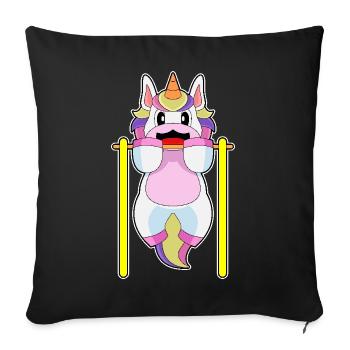 Licorne Bodybuilder Tractions Musculation - Housse de coussin décorative 45 x 45 cm - noir - Devant