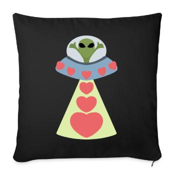 Espace Amour Alien Saint-Valentin - Housse de coussin décorative 45 x 45 cm - noir - Devant