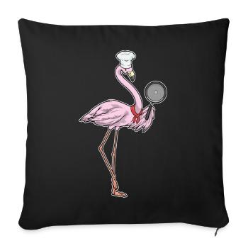 Flamingo Koch Pfanne Kochen - Sofakissenbezug 45 x 45 cm - Schwarz - Vorne