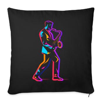 Saxophoniste des années 90 - Housse de coussin décorative 45 x 45 cm - noir - Devant