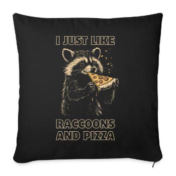 Raton laveur mangeant de la pizza - Housse de coussin décorative 45 x 45 cm - noir - Devant