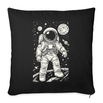 Astronaut on Mars with Stars and Planets - Sofa pillowcase 17,3'' x 17,3'' (45 x 45 cm) - black - Front