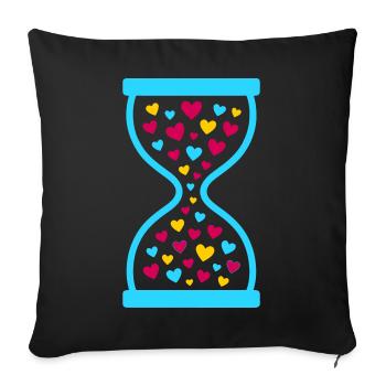 Colorful Hearts Hourglass - Love and Time Flow - Sofa pillowcase 17,3'' x 17,3'' (45 x 45 cm) - black - Front