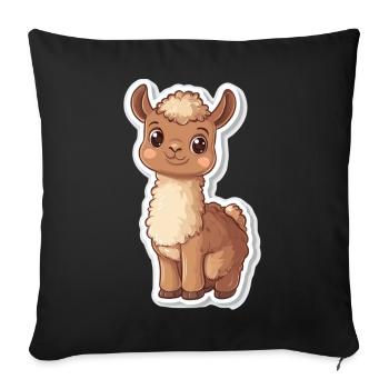 Lama Alpaga Lama Lama Cadeau Animal - Housse de coussin décorative 45 x 45 cm - noir - Devant