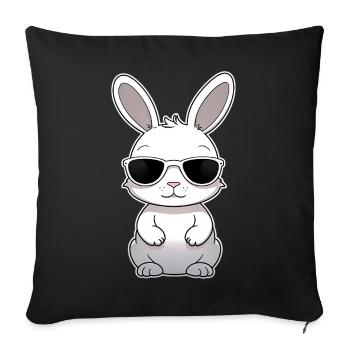 Lapin cool avec des lunettes de soleil - Housse de coussin décorative 45 x 45 cm - noir - Devant