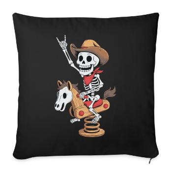 Skeleton cowboy on playground horse in retro style - Sofa pillowcase 17,3'' x 17,3'' (45 x 45 cm) - black - Front