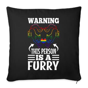 Warning This Person Is A Furry - Sofa pillowcase 17,3'' x 17,3'' (45 x 45 cm) - black - Front