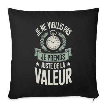 Je Ne Vieillis Pas Citation Humour - Housse de coussin décorative 45 x 45 cm - noir - Devant
