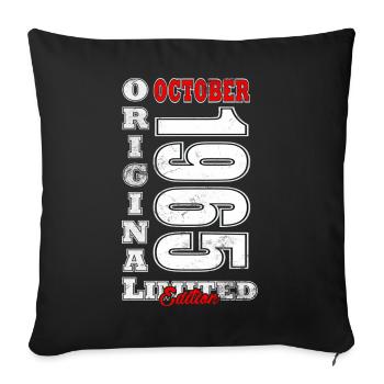 Né en octobre 1965 - Cadeau Vintage Octobe - Housse de coussin décorative 45 x 45 cm - noir - Devant