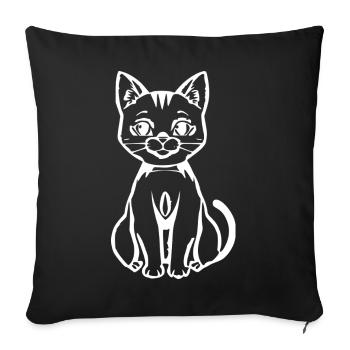 Chat Blanc Blanc Chaton T-shirt Cadeau - Housse de coussin décorative 45 x 45 cm - noir - Devant