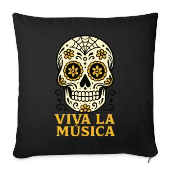 VIVA LA MÚSICA: Floral Calavera Día de Muertos - Sofa pillowcase 17,3'' x 17,3'' (45 x 45 cm) - black - Front