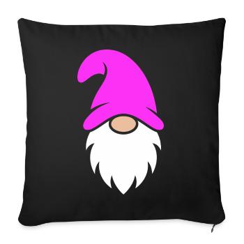 Gnome de Noël au chapeau rose - Housse de coussin décorative 45 x 45 cm - noir - Devant
