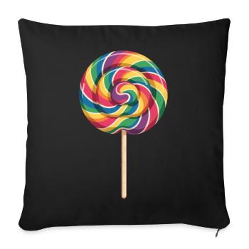 Colorful Rainbow Lollipop Spiral Look - Sofa pillowcase 17,3'' x 17,3'' (45 x 45 cm) - black - Front