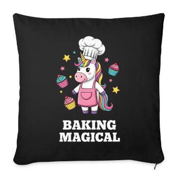 Unicorn Baker's Magic - Sofa pillowcase 17,3'' x 17,3'' (45 x 45 cm) - black - Front