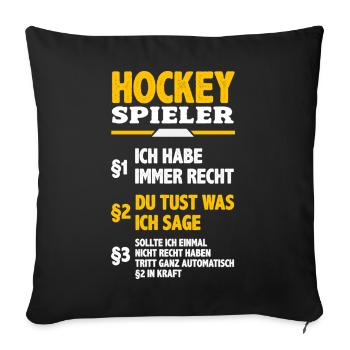 Cadeau drôle de joueur de hockey - Housse de coussin décorative 45 x 45 cm - noir - Devant