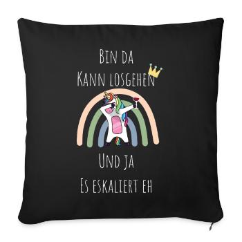 Unicorn Regenbogen Eskalation - Sofakissenbezug 45 x 45 cm - Schwarz - Vorne