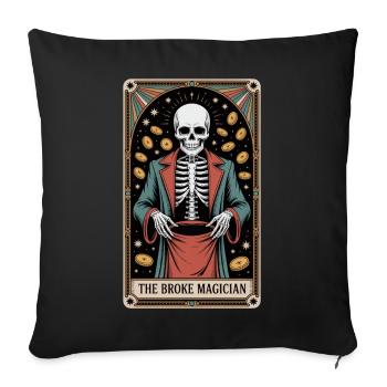 The Broke Magician Skeleton Wizard Tarot - Sofa pillowcase 17,3'' x 17,3'' (45 x 45 cm) - black - Front