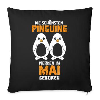May Birthday Penguin Saying Funny - Sofa pillowcase 17,3'' x 17,3'' (45 x 45 cm) - black - Front