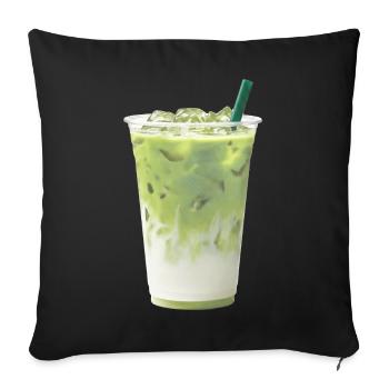 Cool Green Matcha Milk Latte - Sofa pillowcase 17,3'' x 17,3'' (45 x 45 cm) - black - Front