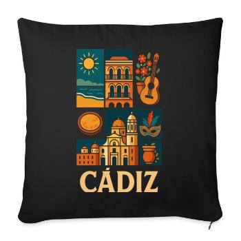 Cádiz Mosaic Coast and Music - Sofa pillowcase 17,3'' x 17,3'' (45 x 45 cm) - black - Front