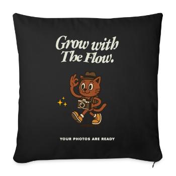 Grow with the Flow – Cat Camera - Sofa pillowcase 17,3'' x 17,3'' (45 x 45 cm) - black - Front