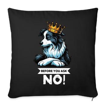 Avant que vous ne demandiez Border Collie Hütehund Collie - Housse de coussin décorative 45 x 45 cm - noir - Devant