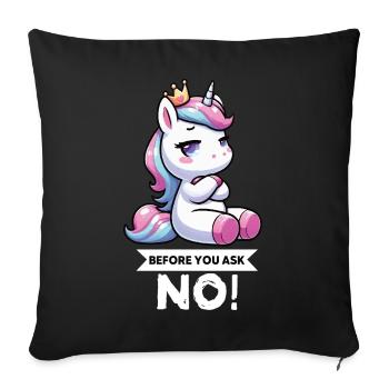 Avant que vous ne demandiez, pas de licorne licorne fan de licorne - Housse de coussin décorative 45 x 45 cm - noir - Devant