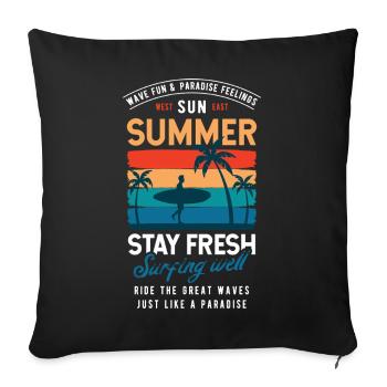 Summer Stay Fresh Surfing Vibes Graphic - Sofa pillowcase 17,3'' x 17,3'' (45 x 45 cm) - black - Front