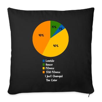 Funny Fitness Routine Pie Chart Humor - Sofa pillowcase 17,3'' x 17,3'' (45 x 45 cm) - black - Front