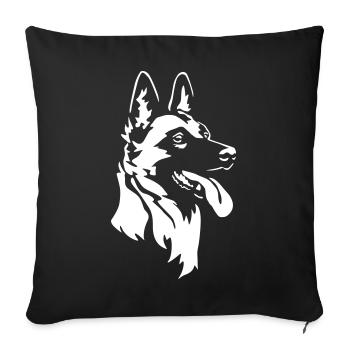 Malinois Kopf "Black Edition" - Sofakissenbezug 45 x 45 cm - Schwarz - Vorne