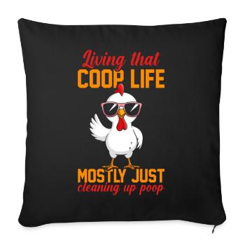Élevage de coqs, volaille, poulet - Housse de coussin décorative 45 x 45 cm - noir - Devant