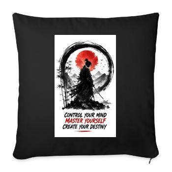 Samouraï Zen : Contrôle ton esprit - Housse de coussin décorative 45 x 45 cm - noir - Devant