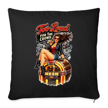 Pin-up rockabilly : trop bruyant pour la foule - Housse de coussin décorative 45 x 45 cm - noir - Devant