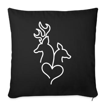 Cerf et chevreuil avec cœur - Housse de coussin décorative 45 x 45 cm - noir - Devant