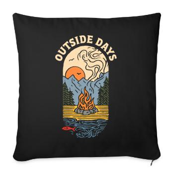 Outdoor days Campfire at the lake - Sofa pillowcase 17,3'' x 17,3'' (45 x 45 cm) - black - Front