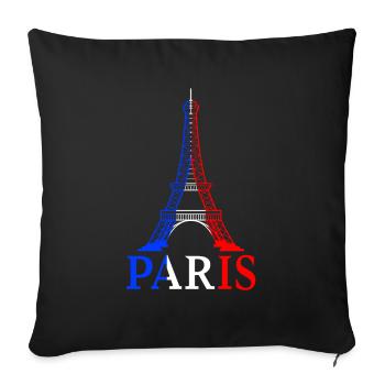 PARIS France Tour Eiffel Bleu Rouge Blanc Cadeau - Housse de coussin décorative 45 x 45 cm - noir - Devant