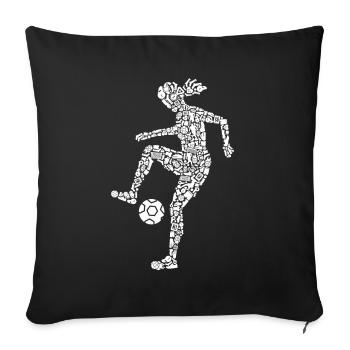Fußball Spielerin Frauen Mädchen Fußballspielerin - Sofakissenbezug 45 x 45 cm - Schwarz - Vorne