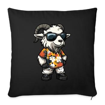 Chèvre de montagne Bande dessinée Drôle d’été - Housse de coussin décorative 45 x 45 cm - noir - Devant