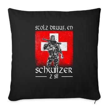Tell - Schwiizer - Stolz - Sofa pillowcase 17,3'' x 17,3'' (45 x 45 cm) - black - Front
