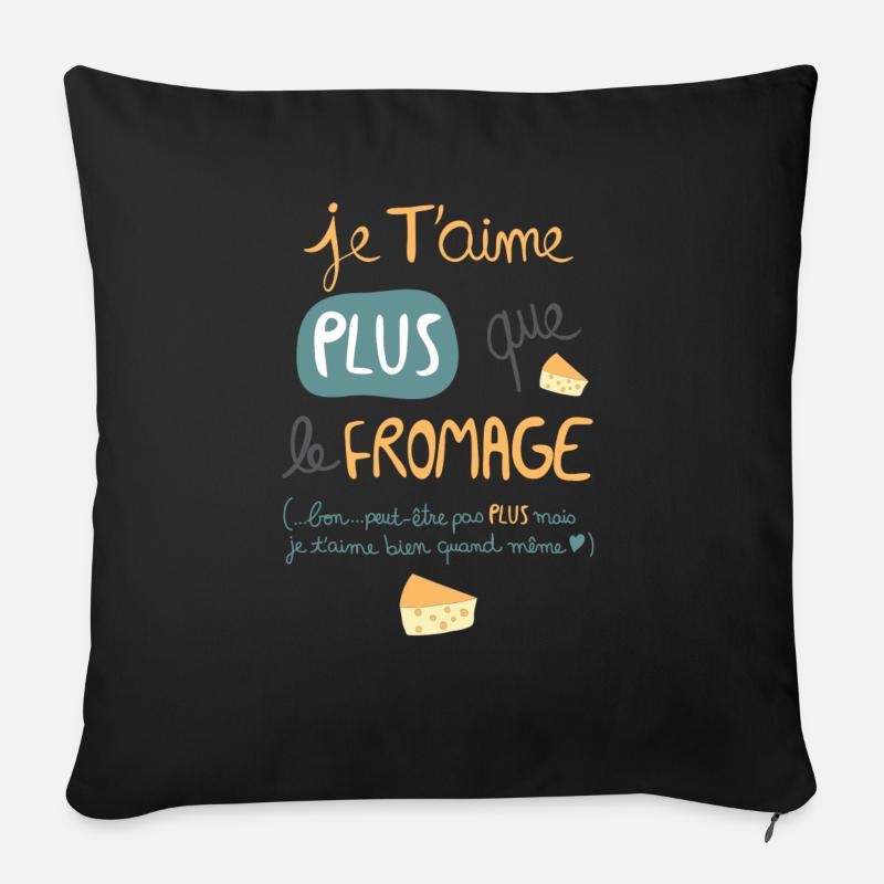 fromage - Housse de coussin décorative 45 x 45 cm - noir