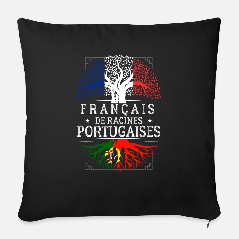 Racines Portugaises - Housse de coussin décorative 45 x 45 cm - noir