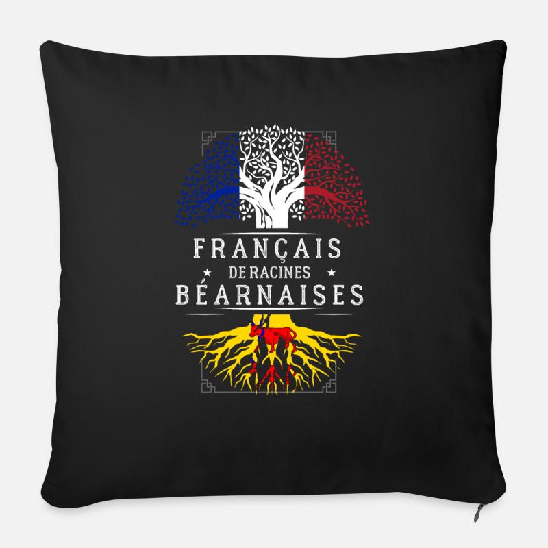 Racines Béarnaises - Housse de coussin décorative 45 x 45 cm - noir