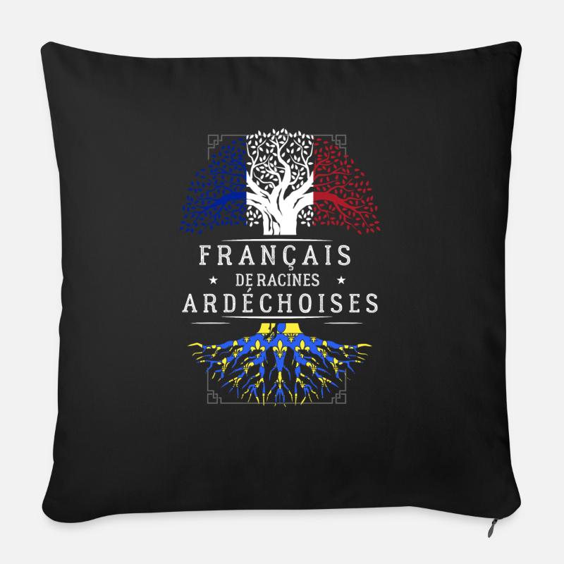 Racines Ardéchoises - Housse de coussin décorative 45 x 45 cm - noir