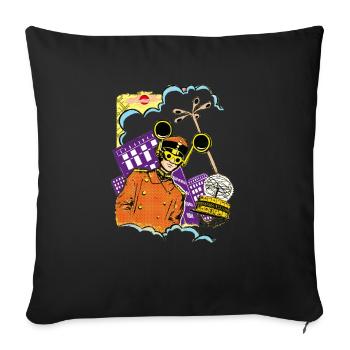 Horloge mondiale Berlin DDR - Housse de coussin décorative 45 x 45 cm - noir - Devant