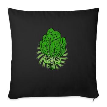 Spinat Vegan vegetarisch Vegetarier Geschenk - Sofakissenbezug 45 x 45 cm - Schwarz - Vorne