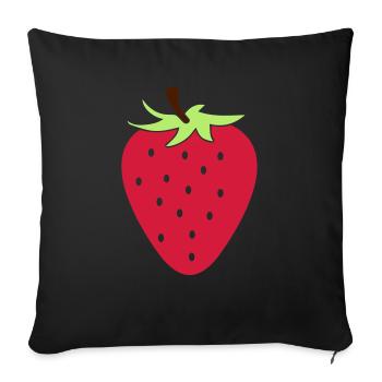 Erdbeere - Sofakissenbezug 45 x 45 cm - Schwarz - Vorne