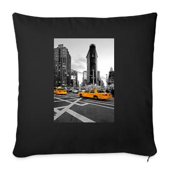 NYC Yellow Cabs Flat Iron Building - Sofakissenbezug 45 x 45 cm - Schwarz - Vorne