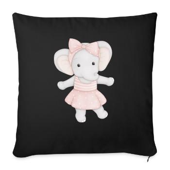 cute elephant as ballerina - Sofa pillowcase 17,3'' x 17,3'' (45 x 45 cm) - black - Front