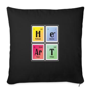 Heart | Periodic Table of Elements - Sofa pillowcase 17,3'' x 17,3'' (45 x 45 cm) - black - Front