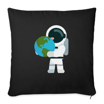 Astronaut mit Erdkugel Geschenk für Astronauten - Sofakissenbezug 45 x 45 cm - Schwarz - Vorne